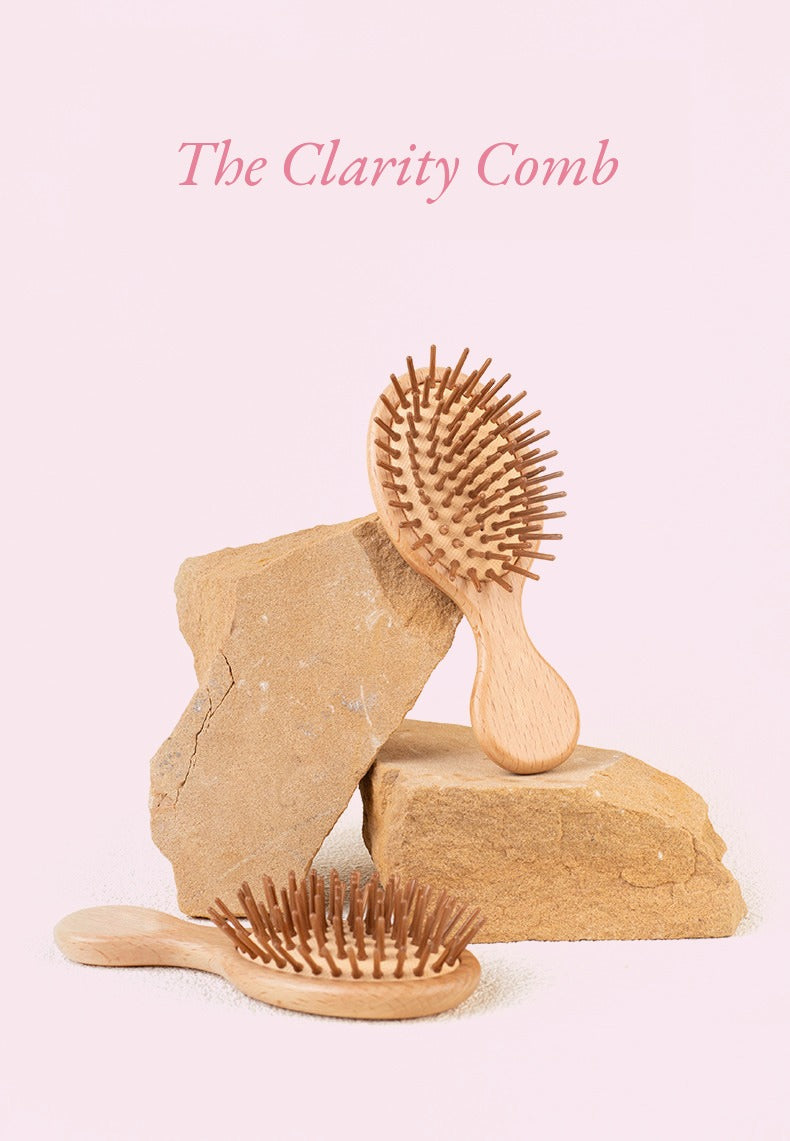 The Clarity — Mini Wooden Hairbrush with Bamboo Pins